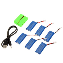 Super Fly Sets X6 Charger with 3.7V 500mAh Lipo Battery for Hubsan X4 H107 H107L H107C H107P H107D RC Quadcopter 6Pcs