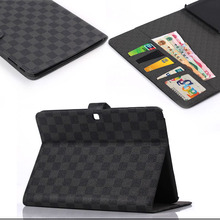 Business plaid style wallet Stand PU Leather Case Cover for Samsung Galaxy Tab 4 10 1