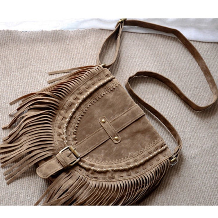 Wholesale Bohemian Style Women Boho Bag Tassel Designer Nubuck Leather Crossbody Fringe Handbags ...