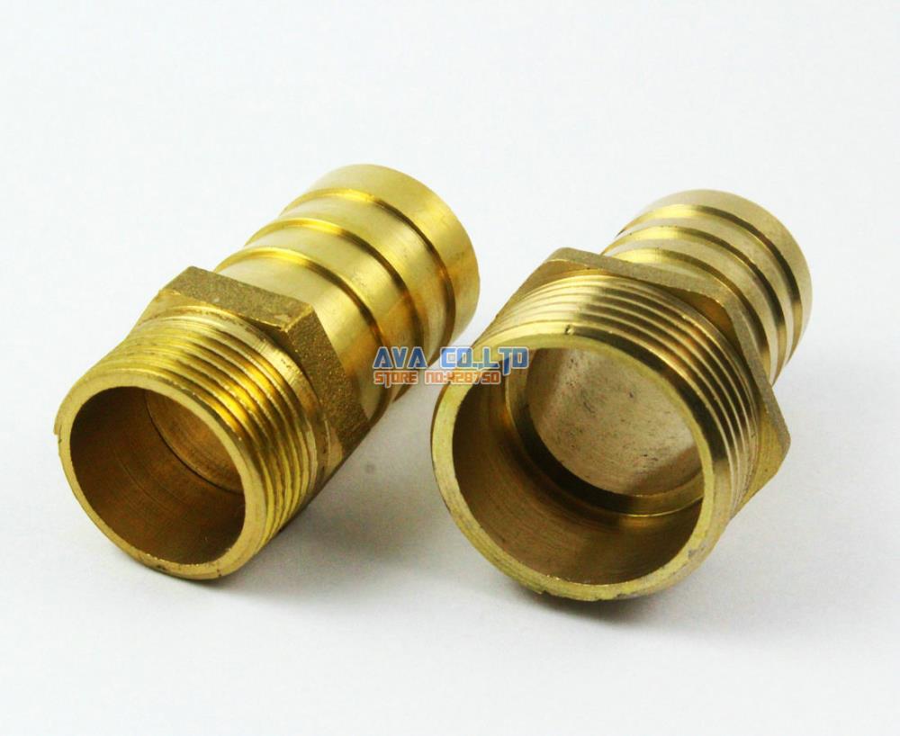 2 Brass Male 1" BSP x 25mm Barb Hose Tail Fitting Fuel Air Gas Hose Connector 