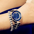 2016 New Arrivals Blue Watches Women Whole Crystal Japan Quartz Watch Movement Dress Wristwatches Clock Female