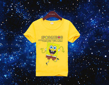 2016 Cartoon style summer t shirts cotton tops animal SpongeBob Donald Duck 3D print clothes for kids baby boys girls children