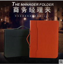 PU leather A4 business zipper leather manager document bag a4 file folder holder briefcase with handle office conference W035