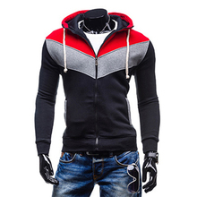 Autumn/Winter Men’s Colorful Patch Zipper Hoodies Sweatshirt,Fleece Sport Zip Up Hooded Jacket,Quality Men’s Zip up Coat