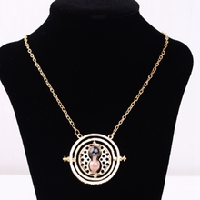 2015 New Fashion Gold Time Turner Pendant Necklace Hermione Granger Rotating Spins Hourglass Jewelry Hot Sale