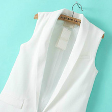 2015 New Fashion elegant OL white coat sleeveless jacket outwear tanks tops Summer blouses cardigan Slim