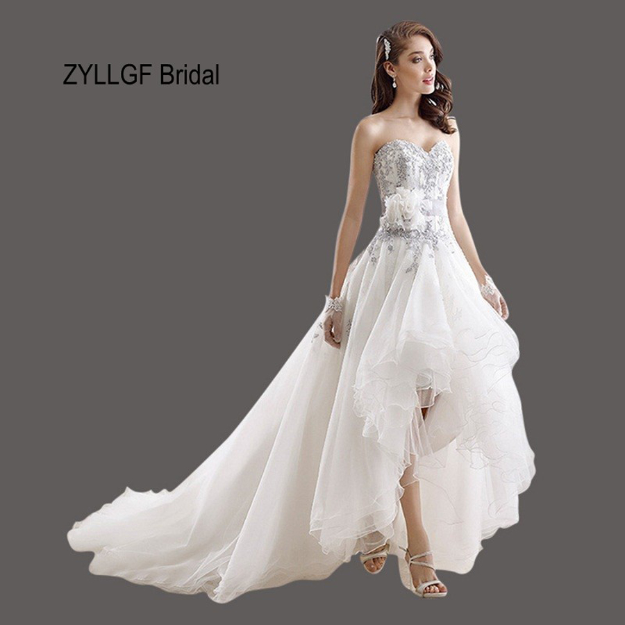 Zyllgf Bridal Short Front Long Back Bridal Dresses Asymmetrical