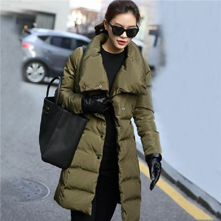 Winter Jacket Women Coat 2015 Thick New Cotton-padded Stand Collar Parka Long PU Spliced Manteau Femme Plus Size Woman Outwear (5)
