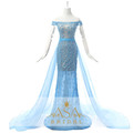 Real Pictures Off Shoulder Short Sleeves Sheath Evening Dresses Pearls Crystal Beaded Sequins Lace Evening Dress