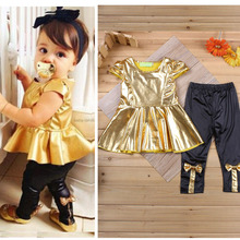 2016 new style summer newborn baby cate girl clothes set black tops+ long Pants 2 pieces fashion Trendy baby’s clothing