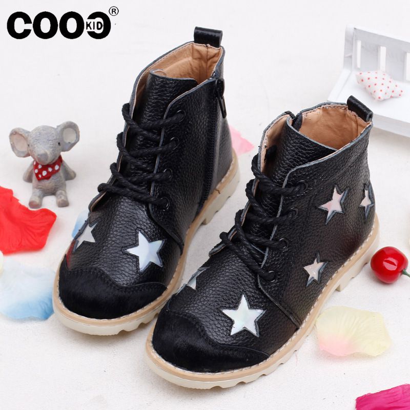 Brand Girls Boys  Boots Waterproof Genuine Leather Winter Boots Unisex Martin Boots Warm Rubber Snow Boots Kids Girls Shoes B08