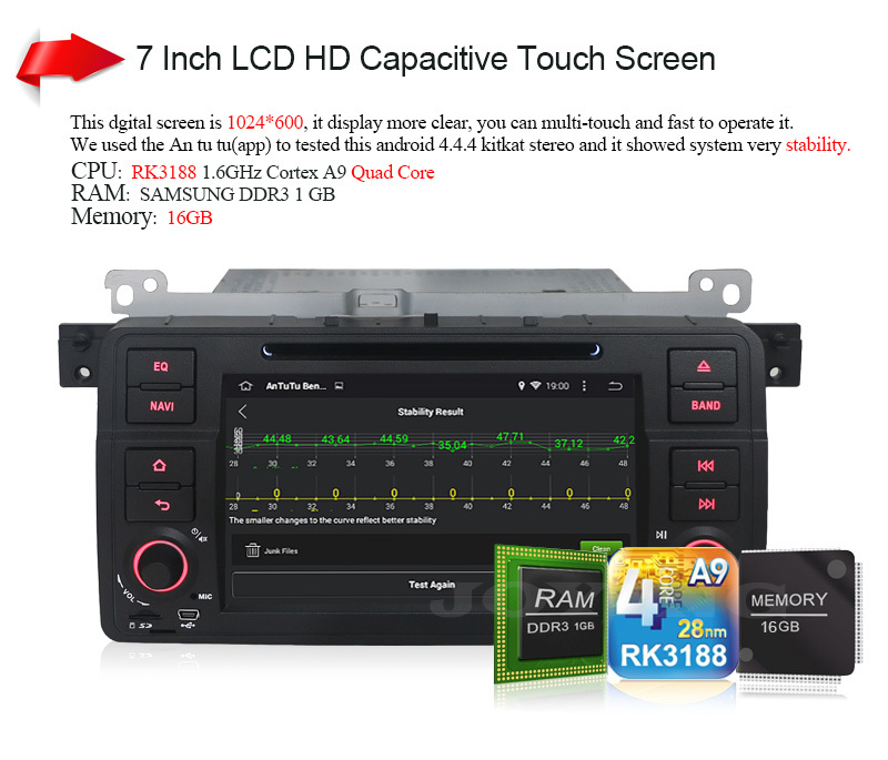 Quad Core 1024 600 Android 4 4 4 Car DVD Radio Stereo video DVB T Digital