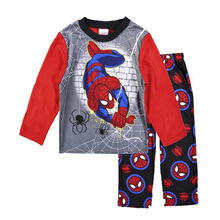 2016 Winter Kids Spider-Man Pajamas Cartoon Printed Boy Long Sleeve Bodysuit Set Pyjamas Kid Set Children Clothing Spiderman Set