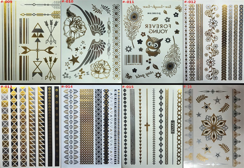 160 / PC wholesale one-time temporary tattoos Body art design gold body tattoo stickers The quality of the flash tattoos