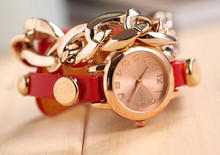 New Arrival Colorful Vintage Rivet Leather Bracelet Watches Women Watches Weave Wrap Wristwatches Watch WH 092