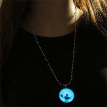 Fashion Shadow Men Style Necklace Glass Cabochon Chain Statement Pendant Necklace Glow In The Dark Fine