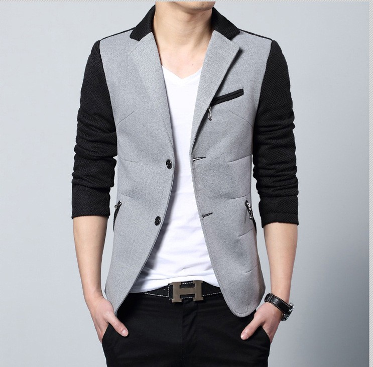 52015 New Arrival Casual Mens Suit Men Blazer Outdoor Fashion Jacket Man splice Two buckle Long Sleeve Slim Suits Big yards