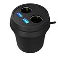3 1A Dual USB 2 Cigarette Lighter Cup Car Charger DC12 24V Splitter For GPS DVR