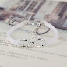 Free Shipping! New 2013 Hand-woven 15 Color Infinity silver pendant Korean Velvet bracelet