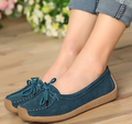Fashion women genuine leather shoes lace up women flats driving loafers all match single walking shoes