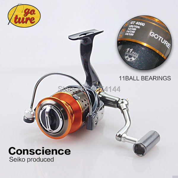 2015 Goture New GT4000 11BB Metal Spinning Fishing Reel Carp Fishing Wheel Spinning Reel CNN Handle,10 Piece Shrimp As Gift
