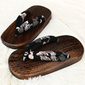 Japanese SAMURAI Clogs Wood Sandals Man clogs flat wood heel square toe shoes summer plank slippers