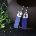 Free shipping S925 sterling silver jewelry classical style natural lapis lazuli double happiness drop earrings for