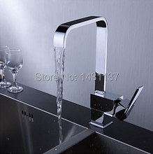 high quality brand new chrome brass material square single lever hot and cold kitchen sink faucet mixer