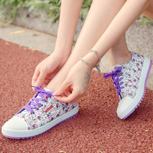 2014 New autumn small broken flower low canvas shoes for casual and comfortable flat shoes women
