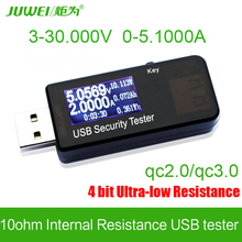 JW USB High voltage white 4 bit LCM detector USB voltmeter ammeter power capacity voltage current tester meter power bank