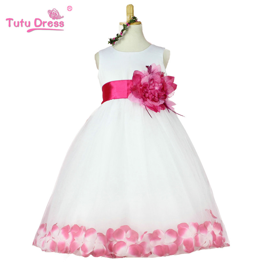 2016 new spring girls dress girls rose petal hem tutu dress color cute princess dress girls