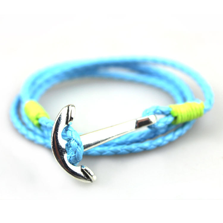 Free Shipping Best Fashion New KFHY178 Arrival Jewelry 80cm PU Leather Bracelet Men Anchor For Women
