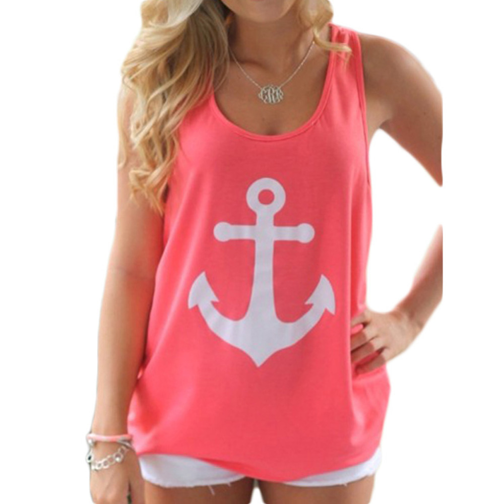 2015 new Fashion Women Summer Anchor print Vest shirts sexy backless Bow Casual Tank Tops Summer
