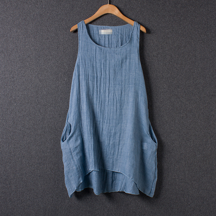 2015 Summer New Irregular Hem Cotton Linen Dress Japanese style Women