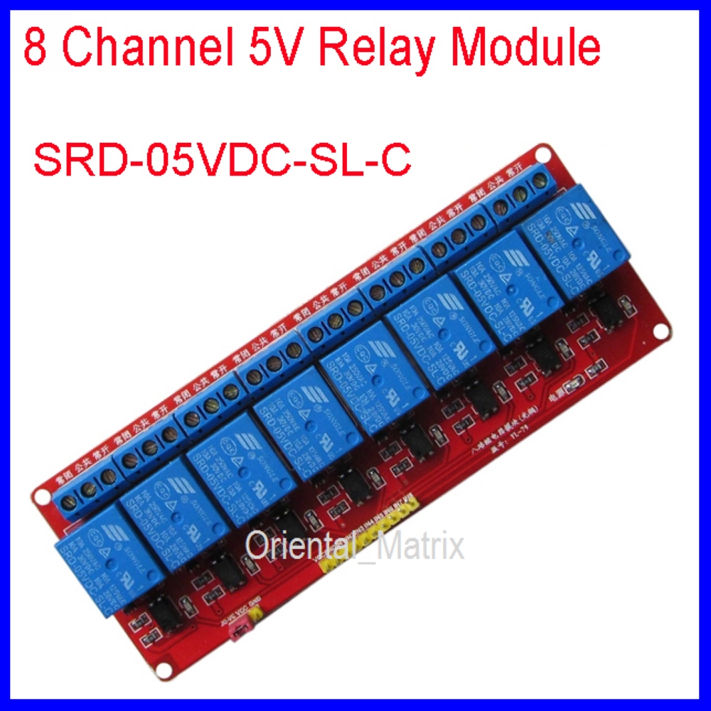 Free Shipping! 5pcs 8 Channel 5V Relay Module (Optical Coupling Isolation 5V Low Level Suction )