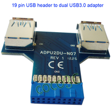 Free Shipping T Tpye USB 3.0 Hub 19pin USB 3.0 header to Dual USB3.0 A Female Port Converter Card USB3.0 Adapter
