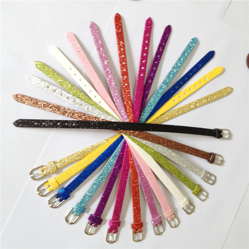 (20 pcs/lot) 8mm PU Leather Glint Wristband Bracelets can choose color DIY Accessory Fit Slide Letter /Slide Charms WB03