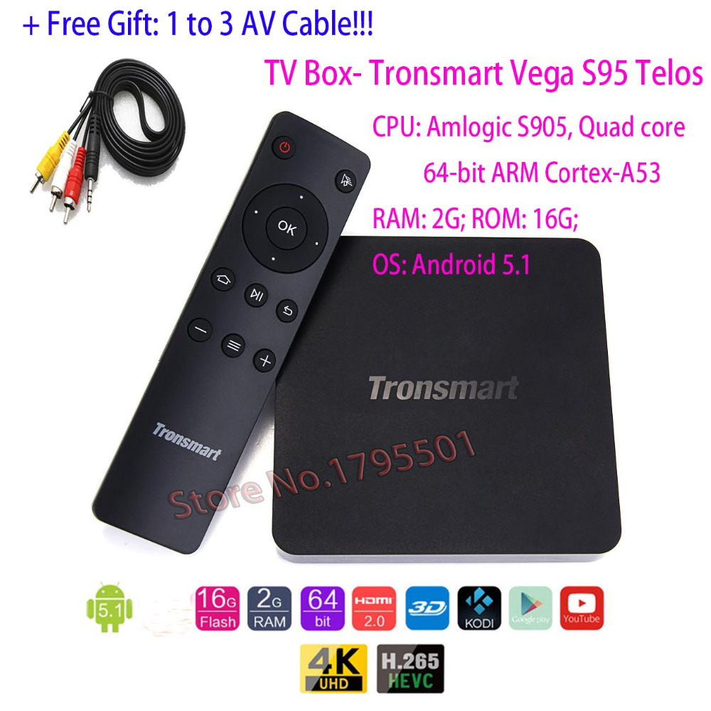 (+Free Gift AV Cable) Tronsmart Vega S95 Telos Android TV Box H8 Android 5.1 2GB/ 16GB 2.4G/5GHz Dual WiFi 4K 2K 3D Media Player