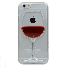 Hot sale Red Wine Cup Liquid Transparent Case Cover For Apple iPhone 4 4S 5 5S 6 6 Plus All Models Phone Cases Back Covers