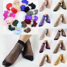 High Quality (20pcs=10pairs=1 lot ) 2015 Candy Color Fashion Ankle Socks Crystal Silk Ultra-thin Transparent Women Short Socks