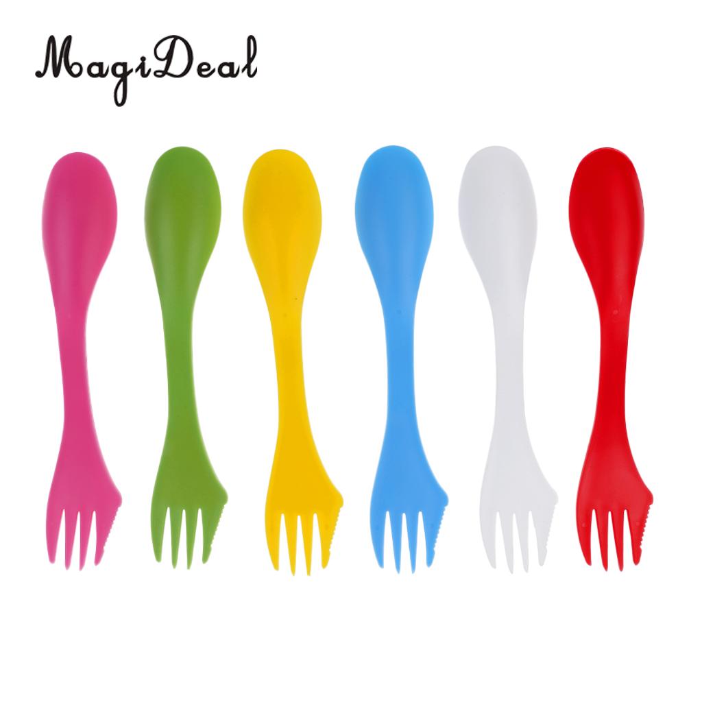 MagiDeal Camping Foldable Cutlery Tableware Titanium Fork Spork Outdoor Cooking Dining Tool