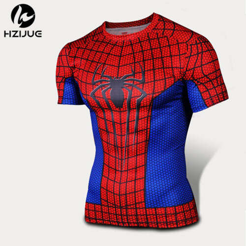 Marvel Super Heroes Captain America Men T shirt Compression Armour Base Layer Short Sleeve Thermal Under