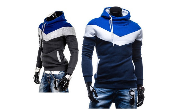 Free shipping Wholesale New 2014 Spring Mens Fleece Hoodies Hit Color Design For Men Sport Dress Slim Sweatshirt Man Hoody XXXL