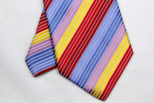 NT0103 Red Blue Pink Stripe Multicolor Smooth Jacquard Woven Classic Silk Polyester Man s Business Luxury