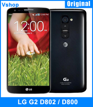 Original for LG G2 D802 / D800 Unlocked Phone Android 4.4 Ram 2GB Rom 32GB/16GB Quad Core 13MP 5.2 inch 1920×1080 Free Shipping