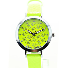 2015 Mini Word Quartz DIY 3D Green Flower Crystal Polymer Clay Watches Women Girl Dress Wristwatch