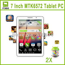 2pcs 7 Inch MTK6572 Dual Core 1.3Ghz Galaxy GPS Tablet PC Android 4.2 Dual SIM 2G GSM Phone Call Bluetooth Dual Camera P1000