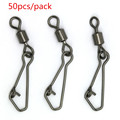 50pcs lot Stainless Steel Fishing Bearing MS QL Swivels Interlock Rolling Swivel with Hooked Snap Fishing