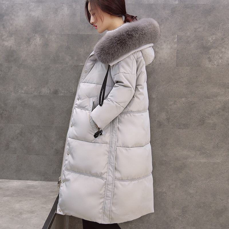 Big Yards Real Fur Collar Winter Down Jacket Women Super Long 90% Duck Down Coat With Hooded Female Parkas Jackets Coats Outwear