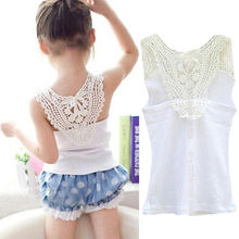 2016 Baby Girls Blouse knitted Summer Shirt Sleeveless Tops Child Tank Top Kid Lace Vest Garcon